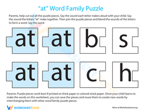 "at" Word Family Puzzle