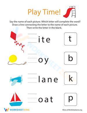 Fill in the Blanks: Toys Vocabulary for Kindergarten