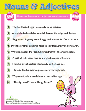 Easter Grammar Worksheet: Holiday Learning