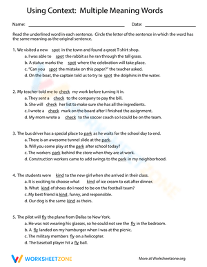 Multiple Meaning Words: Using Context Clues