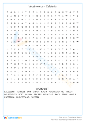 Vocab words - Cafeteria