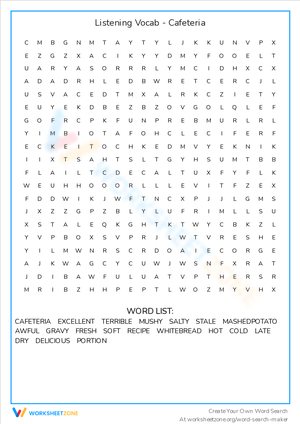 Listening Vocab - Cafeteria