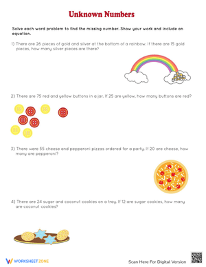 Solve Unknown Numbers Word Problems