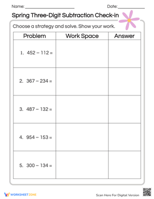 Spring 3-Digit Subtraction Check-In