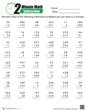 2-Minute Subtraction Drill