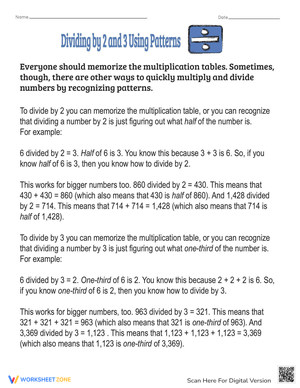 Divide by 2 and 3 Using Patterns