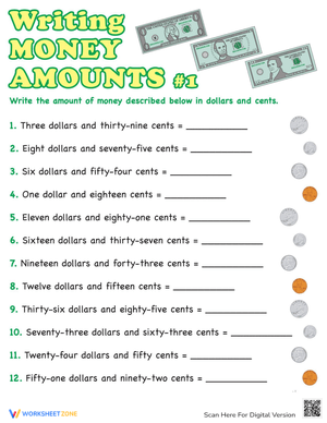Practice for Writing Money Amounts