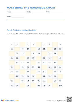 Essential Grade 2 Number Patterns Hundreds Chart Worksheet