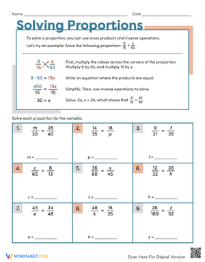 Solving Proportions Practice Worksheet