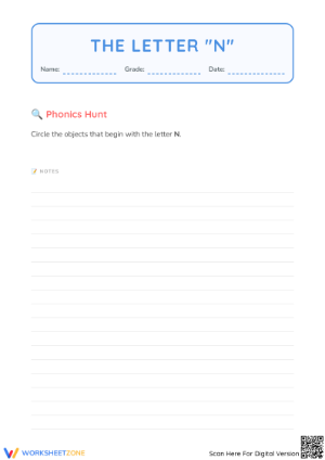 Letter N Phonics Worksheet | Preschool ELA Printable