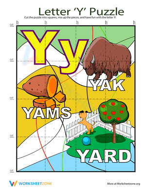 Letter Puzzle: Y Worksheet