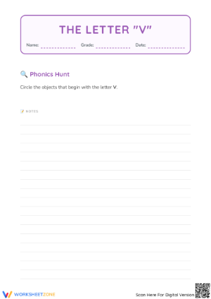 Preschool Letter V — Printable No-Prep Worksheet