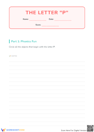 Letter P Phonics Worksheet | Essential Preschool ELA