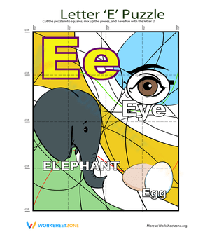 Fun Letter Puzzle Worksheet for 'E' Recognition