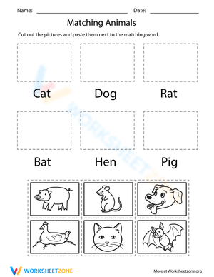 Matching Animals Worksheet
