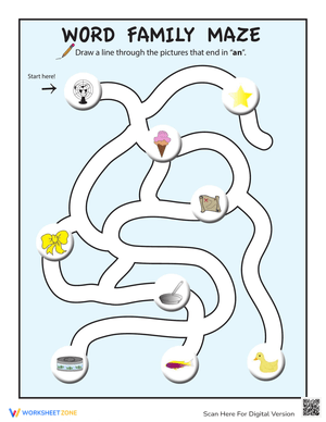 Word Family Maze: Fun 'AN' Sound Activity