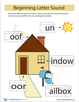 Write the Missing Letter: Parts of a House
