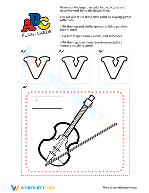 Letter V Flash Cards for Kids 