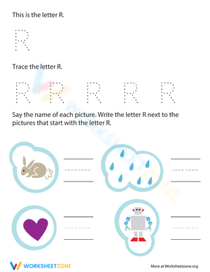 Trace and Write the Letter R for Preschool