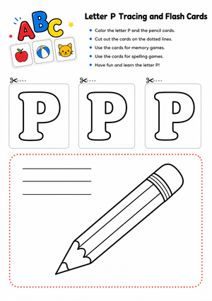 Grade K Letter P — Printable No-Prep Worksheet
