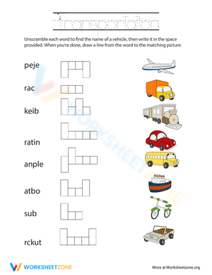 Unscramble Transportation Words
