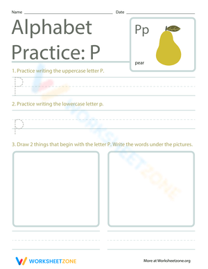 Alphabet Handwriting Practice Worksheet: Letter P