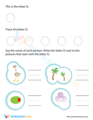Trace and Write the Letter O