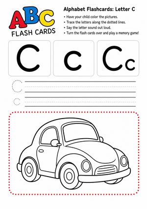 Essential Letter C Flashcards & Tracing | Grade K-1