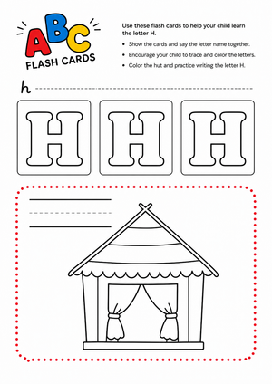 Printable Letter H Flash Cards & Tracing | Grade K-1