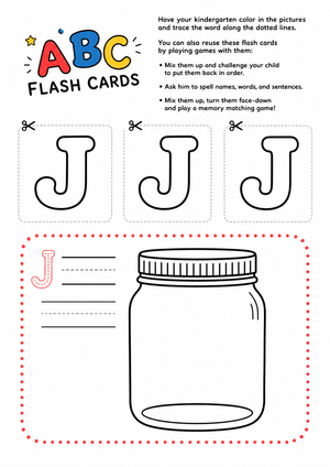Letter J Flashcards & Tracing | Printable Kindergarten