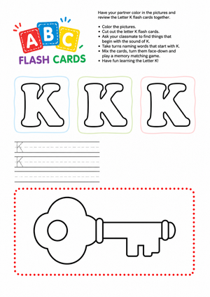 Printable Letter K Tracing & Flash Cards | Grade K-1