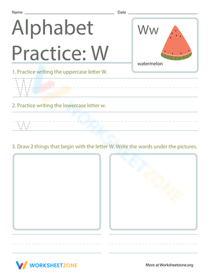 Alphabet Handwriting Practice: Letter W
