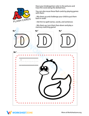 Letter D Tracing and Flash Cards 