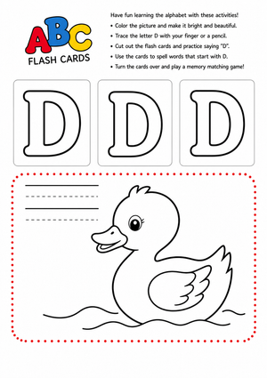 Essential Letter D Tracing & Flash Cards | Grade K-1