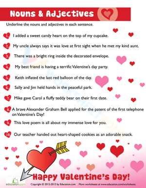 Festive Valentine's Day Grammar Sheet