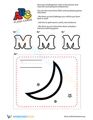 Letter M Flash Cards with Moon 