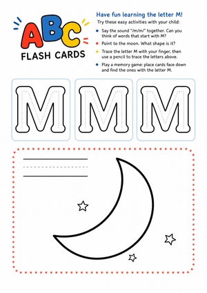 Letter M Flash Cards & Tracing | Printable Grade K