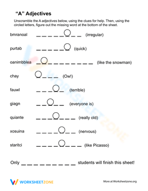 Learning Adjectives Worksheet