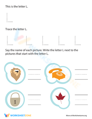 Trace and Identify Letter L Worksheet 