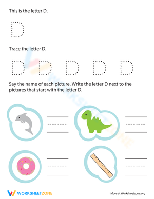 Trace and Write Letter D Worksheet