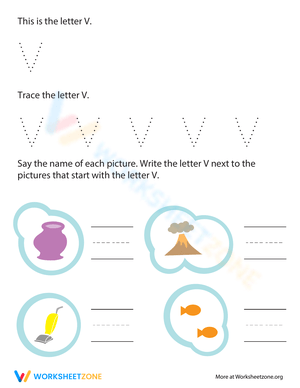 Trace and Identify the Letter V 