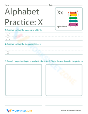 Letter X Handwriting Activities for Kindergarten 