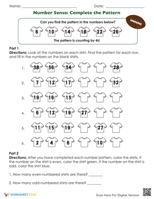 Number Sense: Complete the Pattern