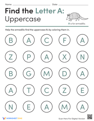 Find the Letter A Worksheet