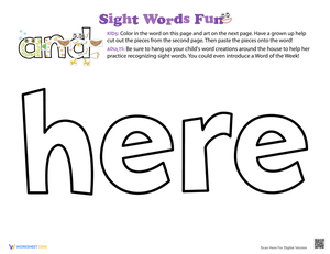 Decorate Sight Word: 'Here'