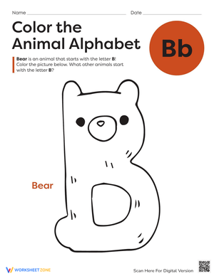 Letter B Coloring – Animal Alphabet Fun