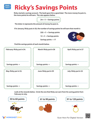 Ricky's Savings Points Worksheet