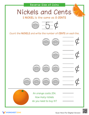 Identifying the Back of a Nickel Worksheet
