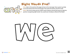 Decorate the Sight Word 'We' Worksheet
