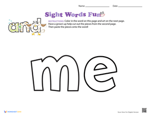 Decorate the Sight Word 'Me' Worksheet